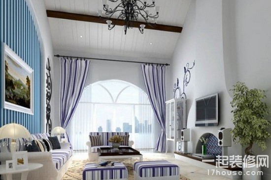 唯美装修风格 地中海风格客厅窗帘装修 唯美装修风格 地中海风格客厅窗帘装修